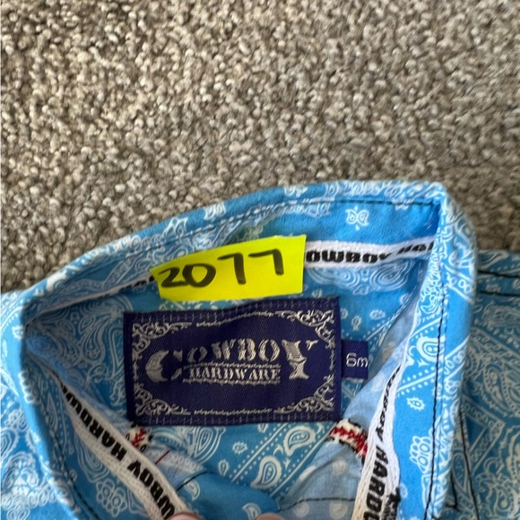 Cowboy hardware shirt baby boy 6m blue paisley pearl snap western rodeo cowboy - Picture 8 of 12